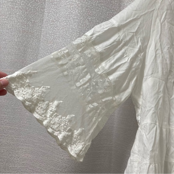 Roaman's Women’s White Lace Illusion Button-Up Tunica Top Size22 Costal Vacation - Picture 9 of 13